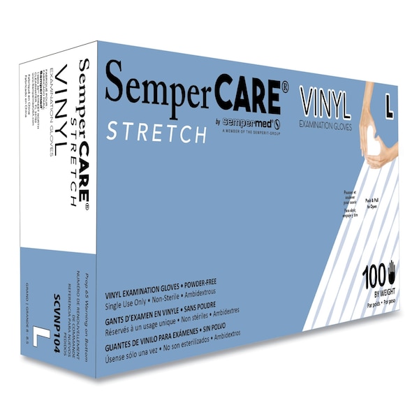 Sempercare Syn-Stretch, Disposable Gloves, 5 mil Palm, Vinyl, Powder-Free, L, 1000 PK, Cream SCVNP104 - main